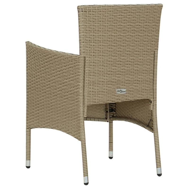 vidaXL 5 Piece Garden Dining Set with Cushions Poly Rattan Beige