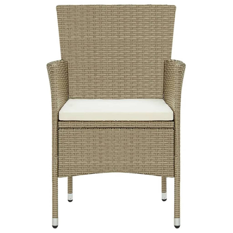 vidaXL 7 Piece Garden Dining Set with Cushions Poly Rattan Beige