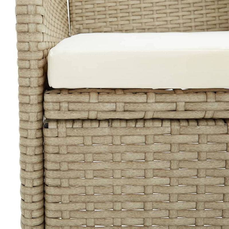 vidaXL 9 Piece Garden Dining Set with Cushions Poly Rattan Beige
