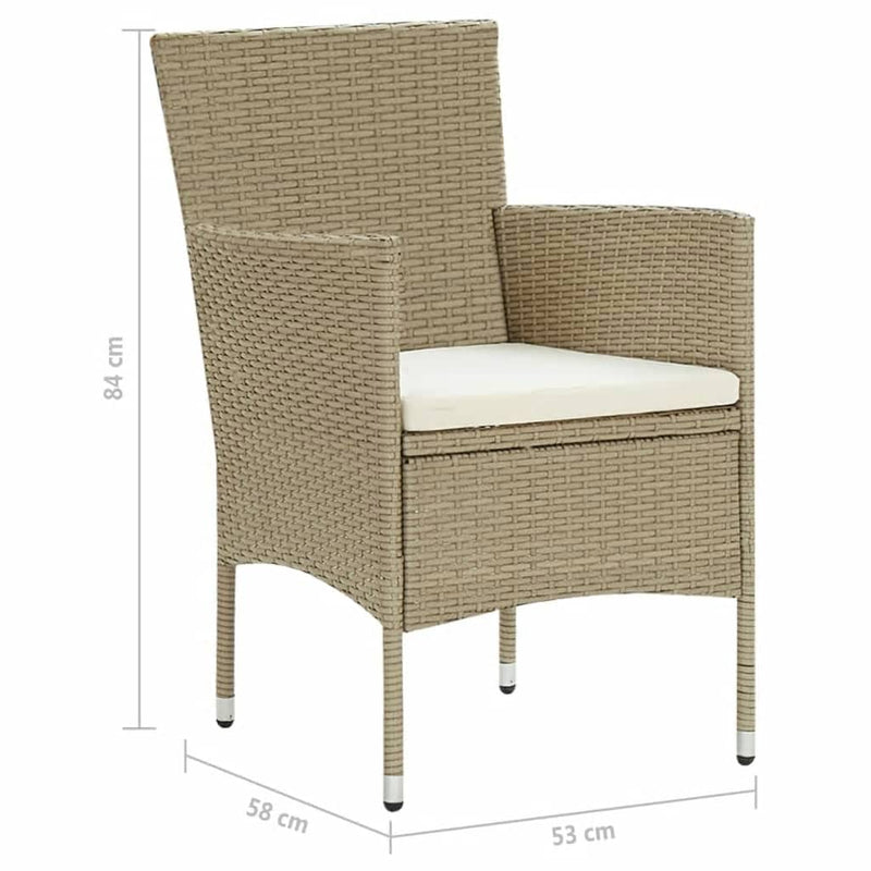 vidaXL 9 Piece Garden Dining Set with Cushions Poly Rattan Beige