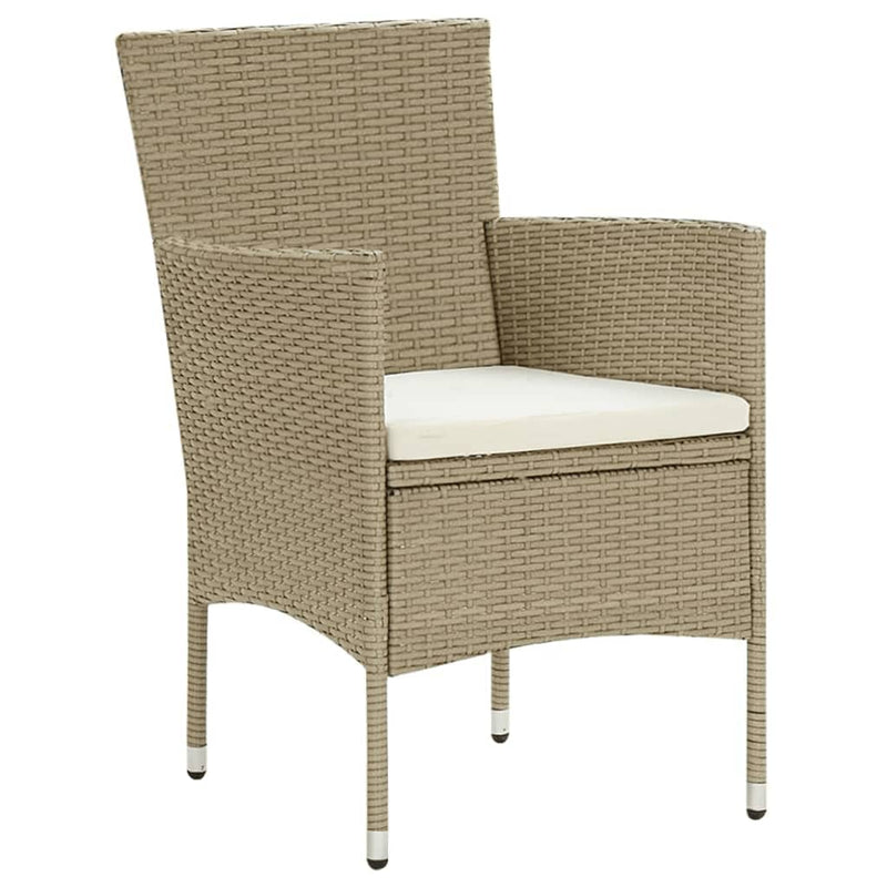 vidaXL 9 Piece Garden Dining Set with Cushions Poly Rattan Beige