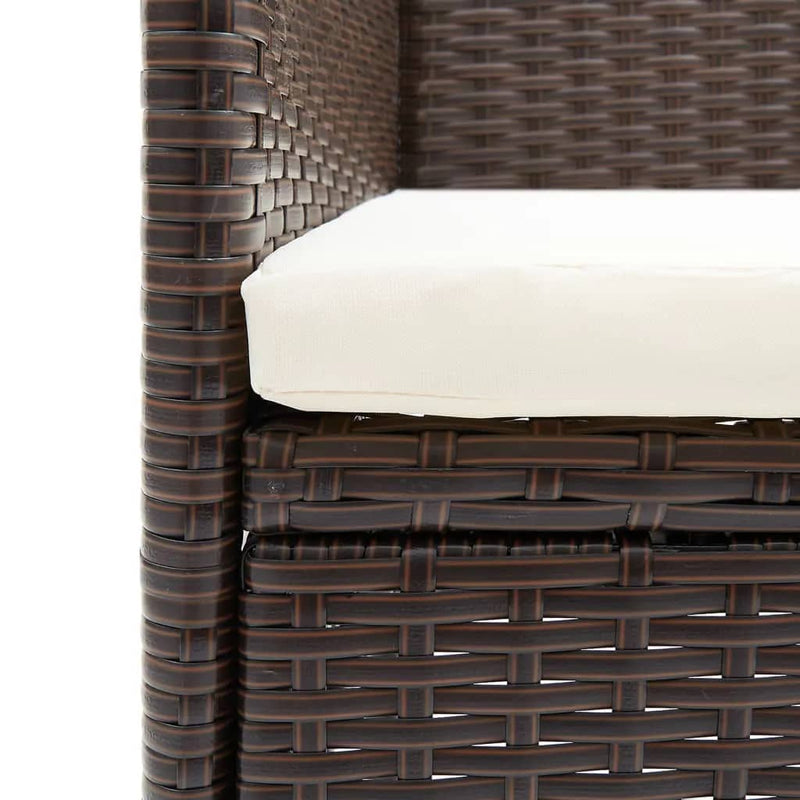 vidaXL 5 Piece Garden Dining Set with Cushions Poly Rattan Brown
