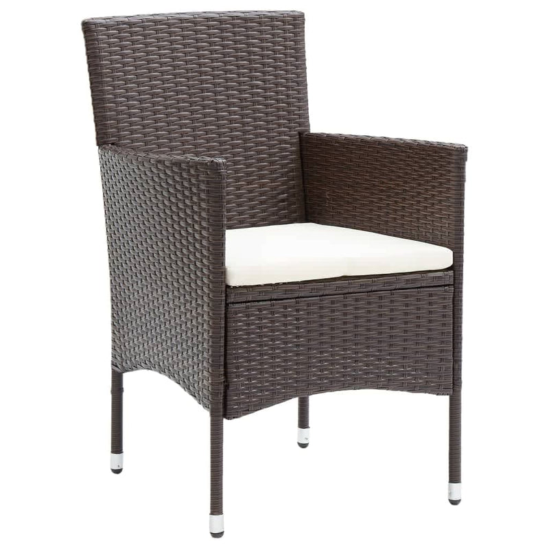 vidaXL 7 Piece Garden Dining Set with Cushions Poly Rattan Brown