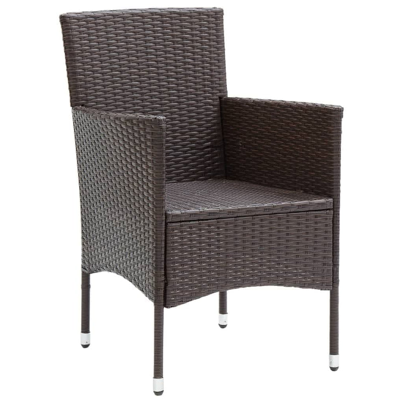 vidaXL 7 Piece Garden Dining Set with Cushions Poly Rattan Brown