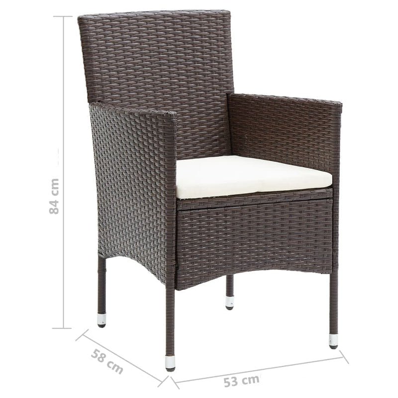 vidaXL 7 Piece Garden Dining Set with Cushions Poly Rattan Brown