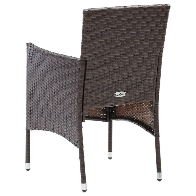vidaXL 7 Piece Garden Dining Set with Cushions Poly Rattan Brown