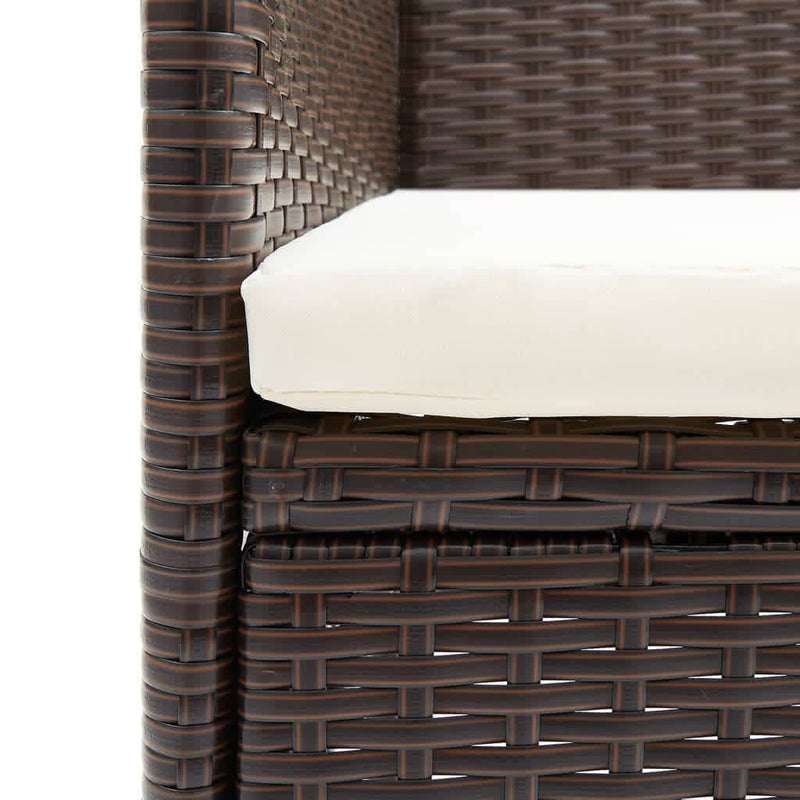 vidaXL 9 Piece Garden Dining Set with Cushions Poly Rattan Brown
