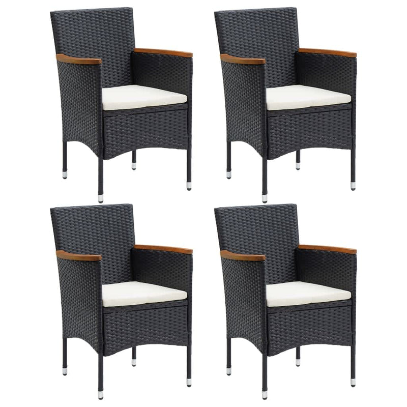 vidaXL 5 Piece Garden Dining Set with Cushions Poly Rattan Black