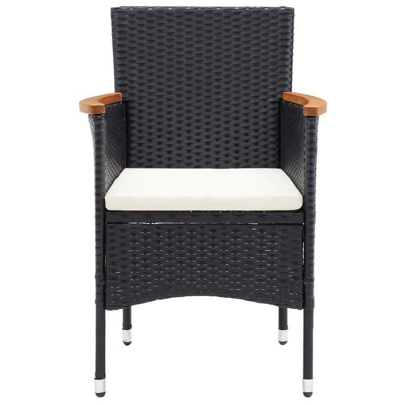 vidaXL 5 Piece Garden Dining Set with Cushions Poly Rattan Black