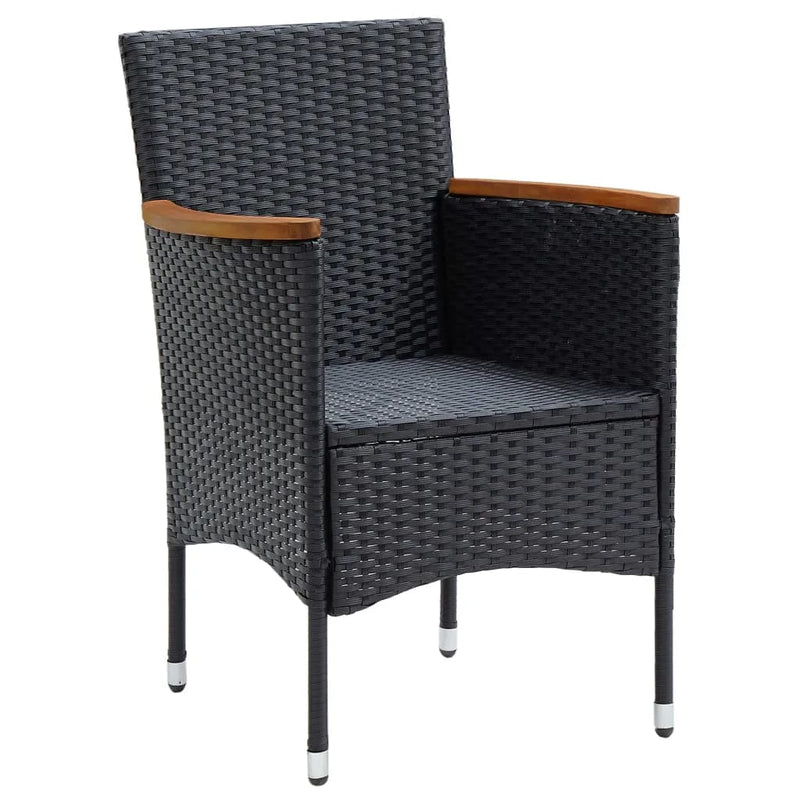 vidaXL 9 Piece Garden Dining Set with Cushions Poly Rattan Black