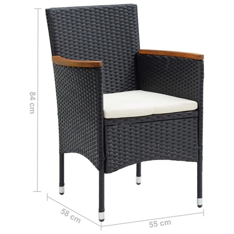 vidaXL 9 Piece Garden Dining Set with Cushions Poly Rattan Black