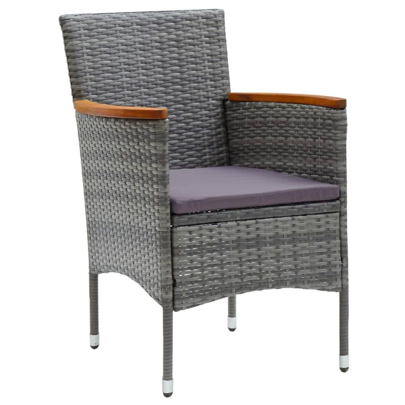 vidaXL 7 Piece Garden Dining Set with Cushions Poly Rattan Grey