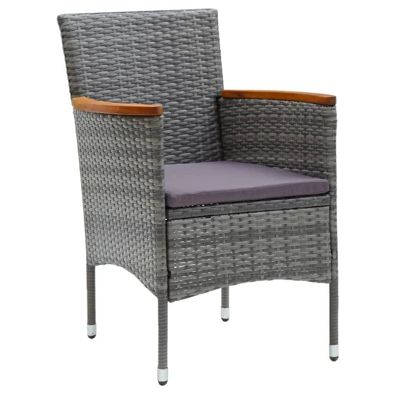 vidaXL 7 Piece Garden Dining Set with Cushions Poly Rattan Grey