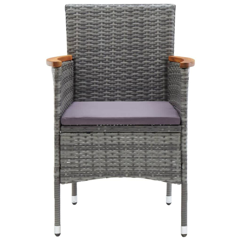 vidaXL 7 Piece Garden Dining Set with Cushions Poly Rattan Grey