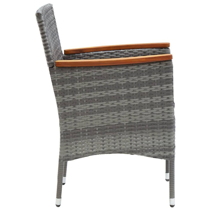 vidaXL 7 Piece Garden Dining Set with Cushions Poly Rattan Grey