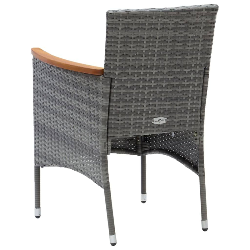 vidaXL 7 Piece Garden Dining Set with Cushions Poly Rattan Grey