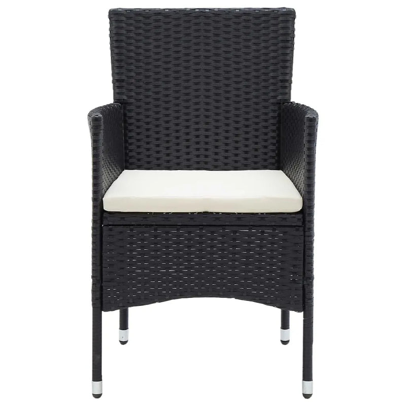 3 Piece Garden Dining Set with Cushions Poly Rattan Black