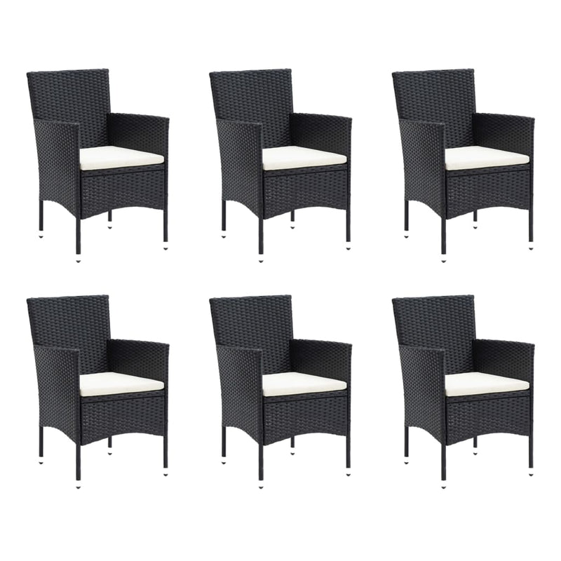 vidaXL 9 Piece Garden Dining Set with Cushions Poly Rattan Black