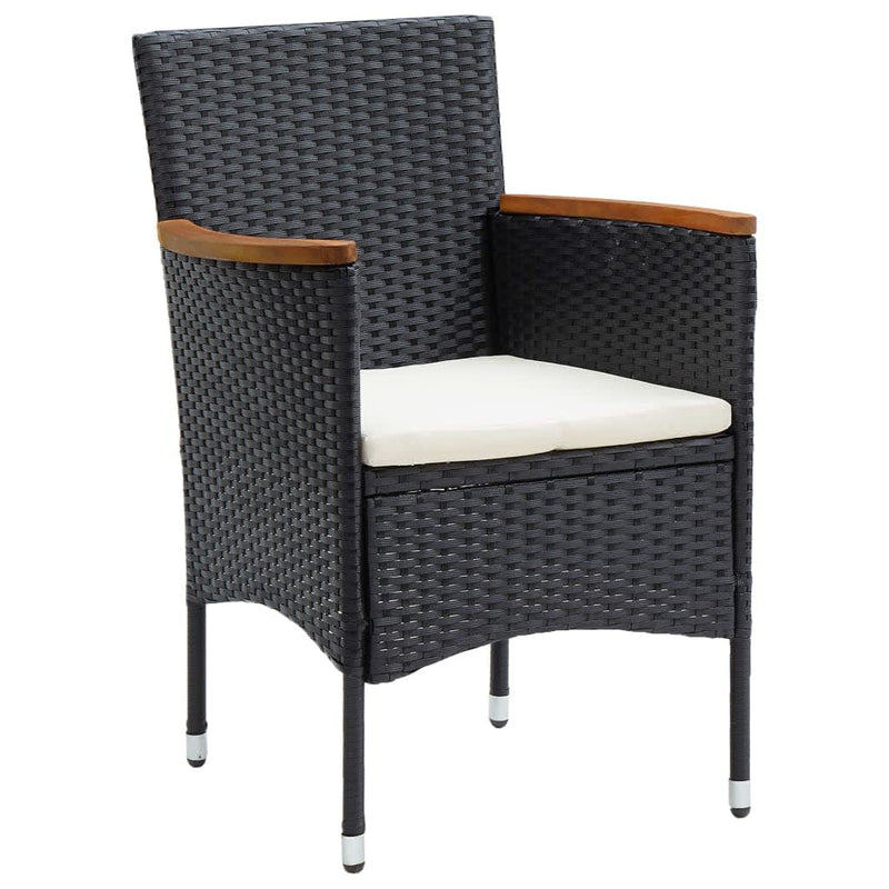vidaXL 9 Piece Garden Dining Set with Cushions Poly Rattan Black