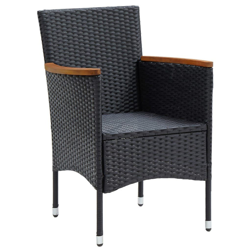 vidaXL 9 Piece Garden Dining Set with Cushions Poly Rattan Black