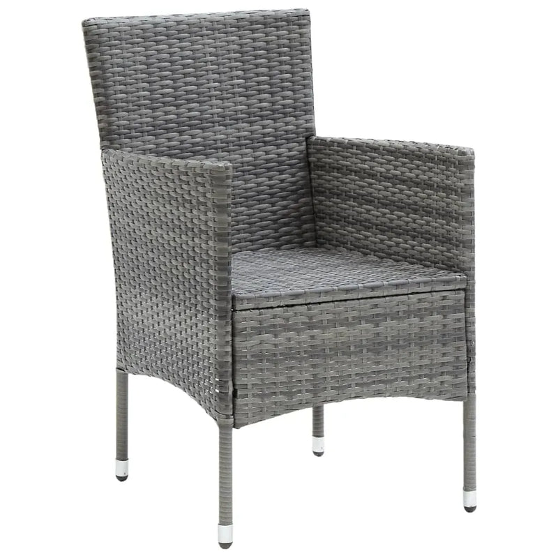 5 Piece Garden Dining Set with Cushions Poly Rattan Grey