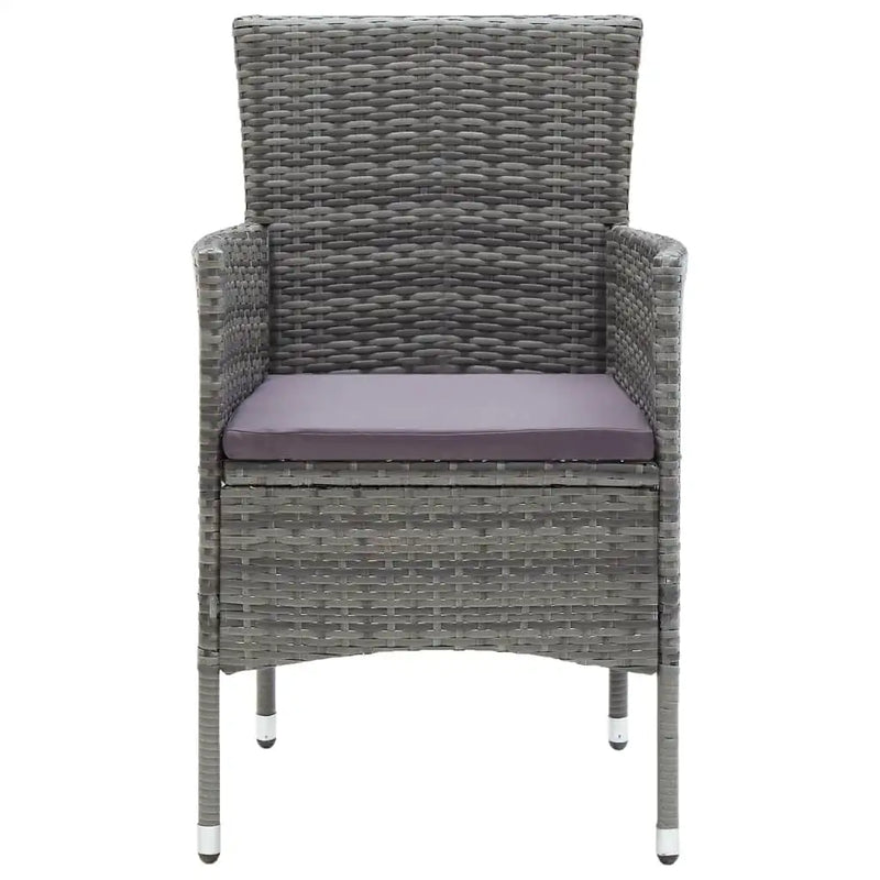 5 Piece Garden Dining Set with Cushions Poly Rattan Grey