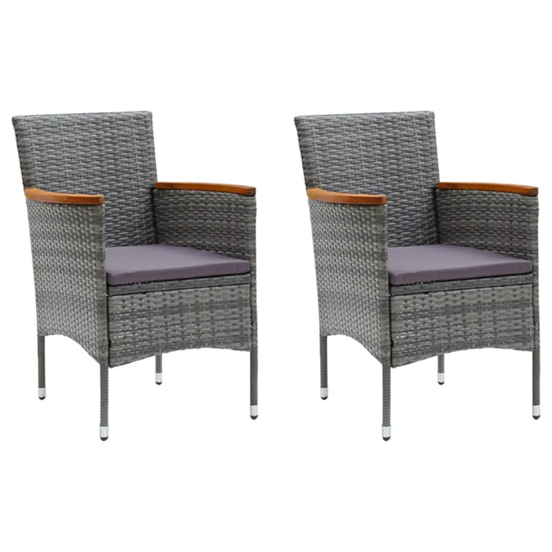 3 Piece Garden Dining Set with Cushions Poly Rattan Grey