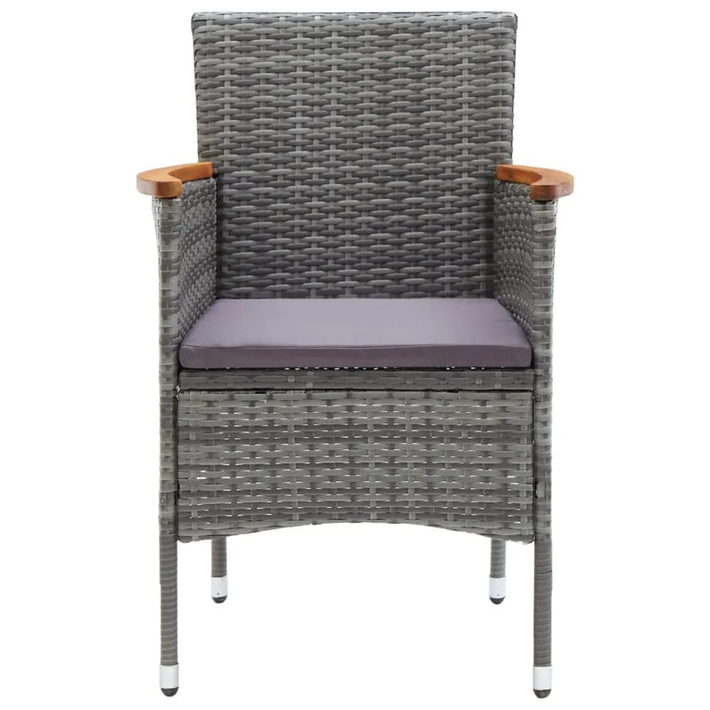 3 Piece Garden Dining Set with Cushions Poly Rattan Grey