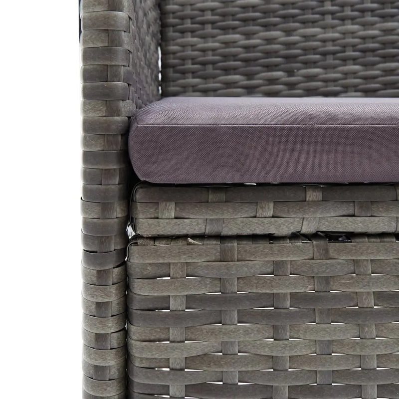 3 Piece Garden Dining Set with Cushions Poly Rattan Grey