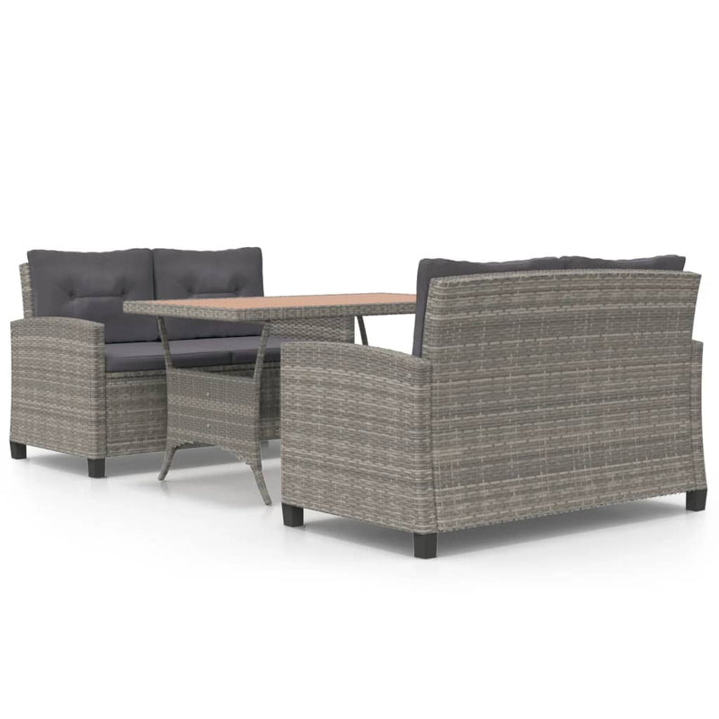 vidaXL 3 Piece Garden Dining Set Poly Rattan and Solid Wood Acacia
