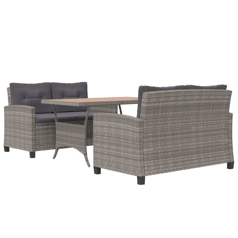 vidaXL 3 Piece Garden Dining Set Poly Rattan and Solid Wood Acacia