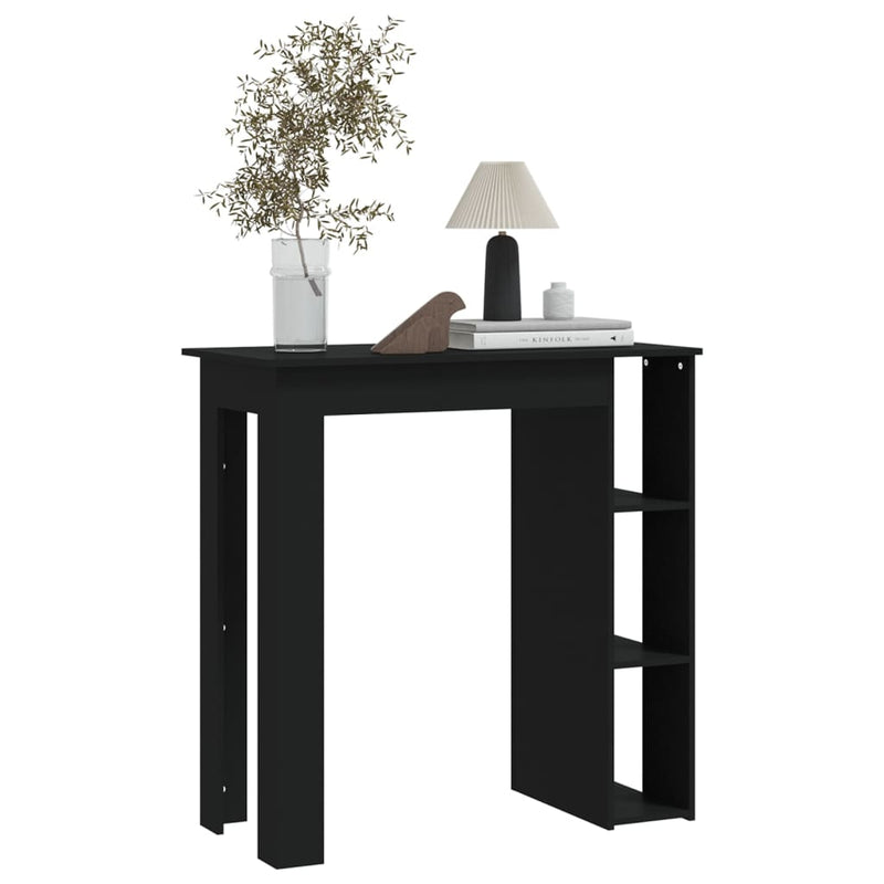 Bar Table with Shelf Black 102x50x103.5 cm Engineered Wood