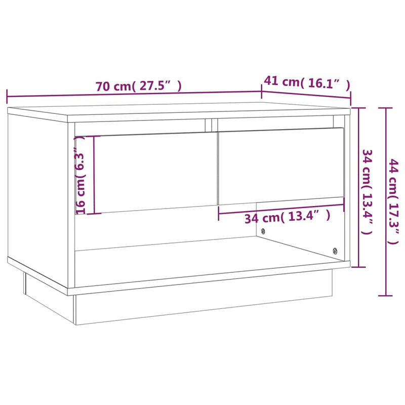 vidaXL TV Cabinet High Gloss White 70x41x44 cm Engineered Wood