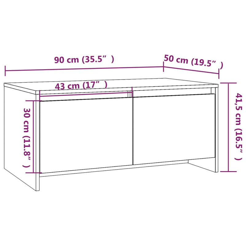 vidaXL Coffee Table High Gloss White 90x50x41.5 cm Engineered Wood