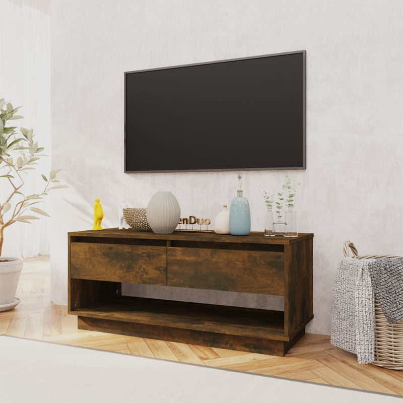 vidaXL TV Cabinet Smoked Oak 102x41x44 cm Engineered Wood