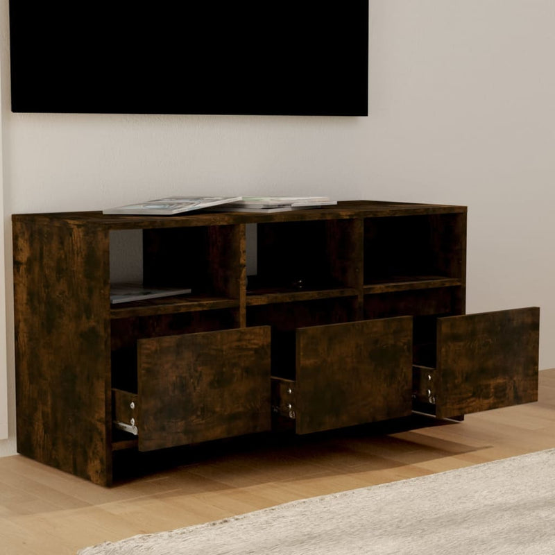 vidaXL TV Cabinet Smoked Oak 102x37.5x52.5 cm Engineered Wood