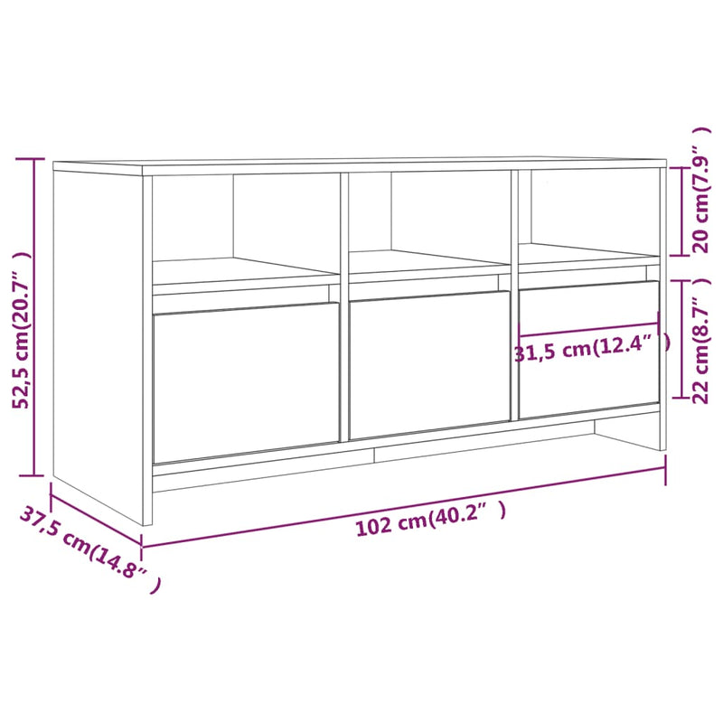 vidaXL TV Cabinet Smoked Oak 102x37.5x52.5 cm Engineered Wood