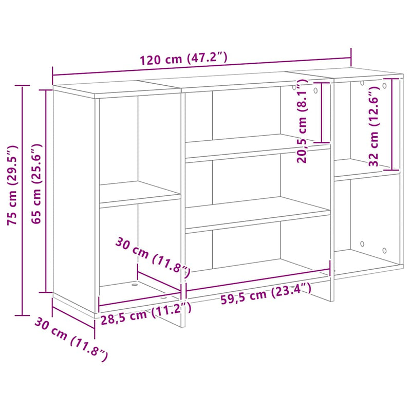 vidaXL Sideboard Grey Sonoma 120x30x75 cm Engineered Wood