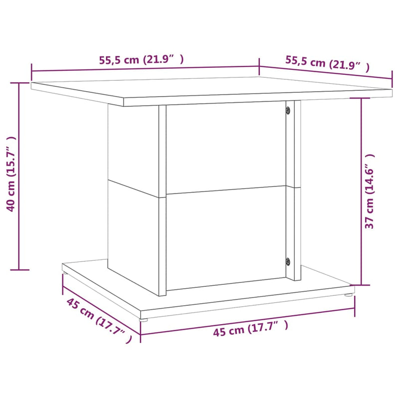 vidaXL Coffee Table Brown Oak 55.5x55.5x40 cm Engineered Wood