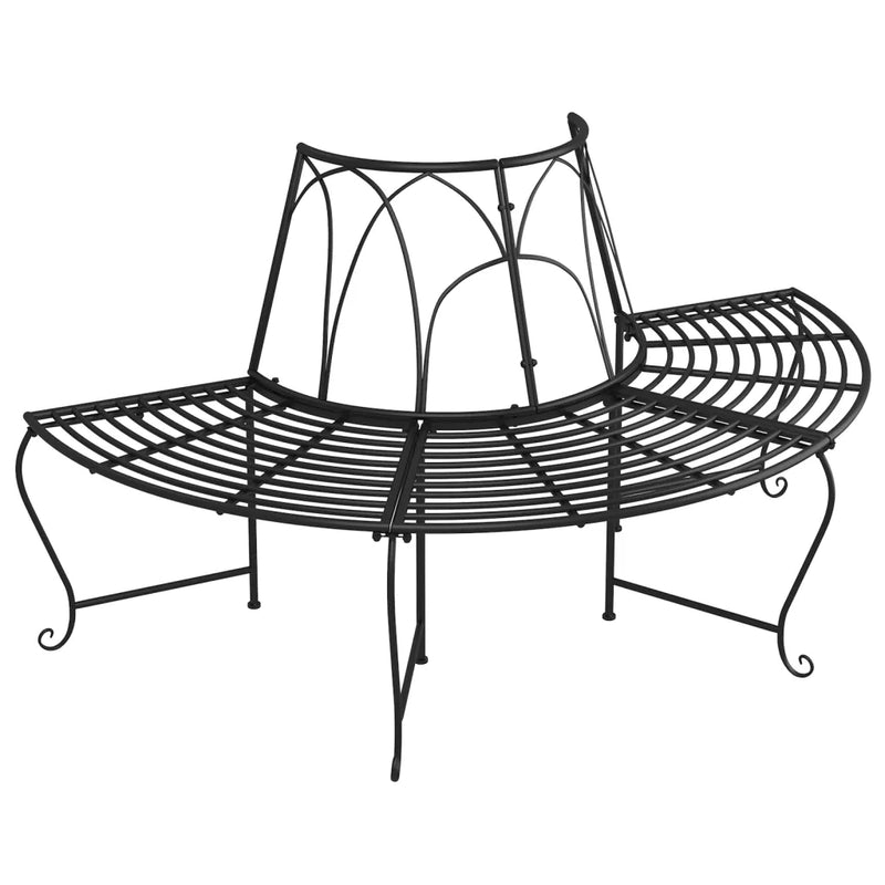 Half Round Tree Bench ��159 cm Black Steel