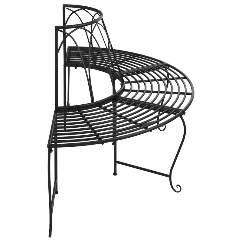 Half Round Tree Bench ��159 cm Black Steel