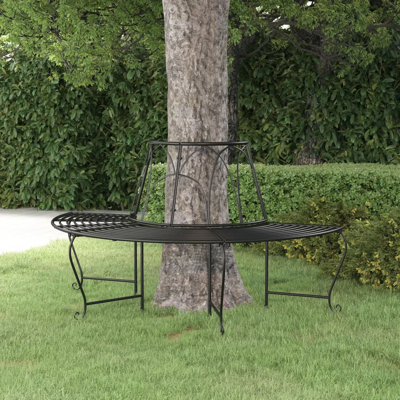Half Round Tree Bench ��159 cm Black Steel