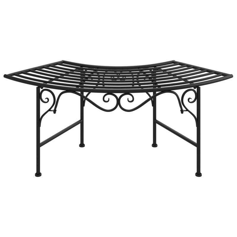vidaXL Tree Bench 113 cm Black Steel