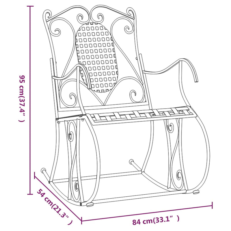 vidaXL Rocking Bench 84 cm Black Steel