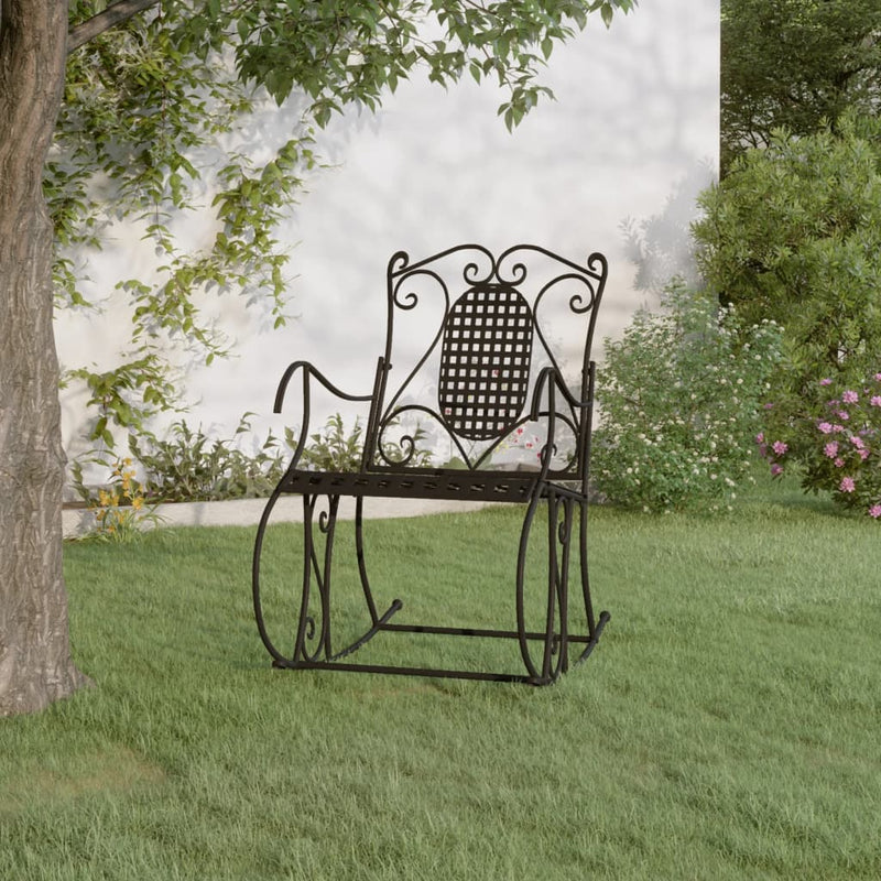 vidaXL Rocking Bench 84 cm Black Steel