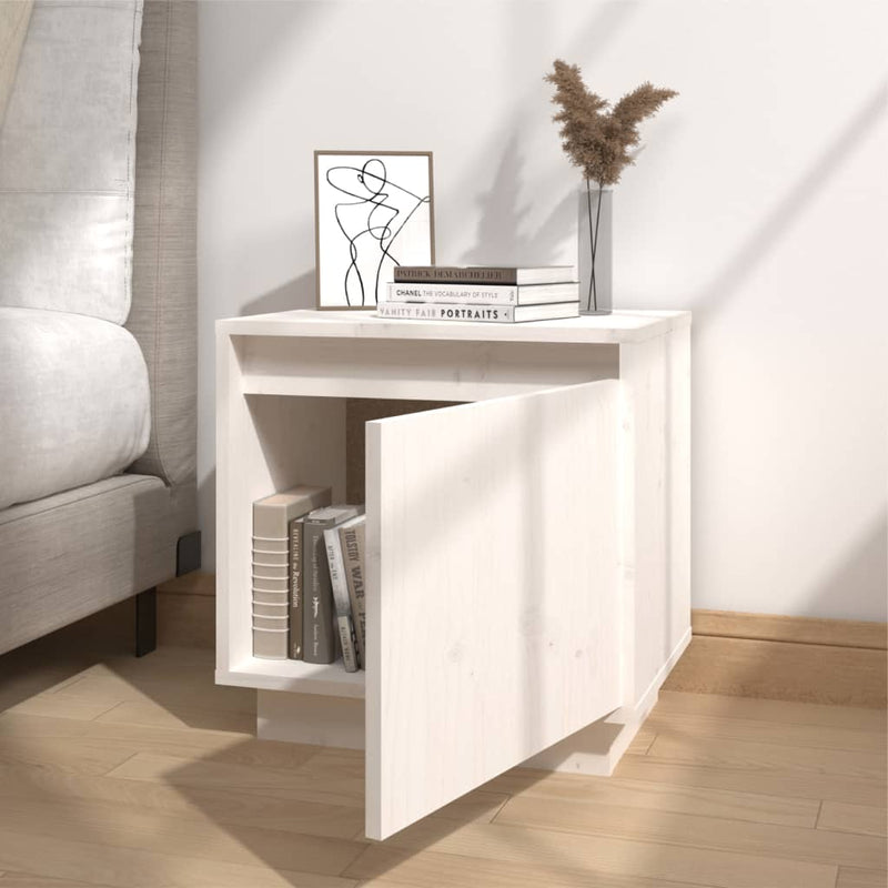 vidaXL Bedside Cabinet White 40x30x40 cm Solid Wood Pine