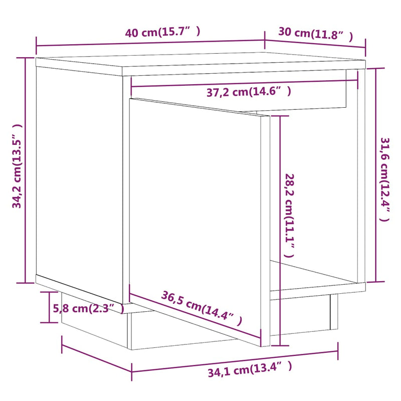 vidaXL Bedside Cabinet White 40x30x40 cm Solid Wood Pine