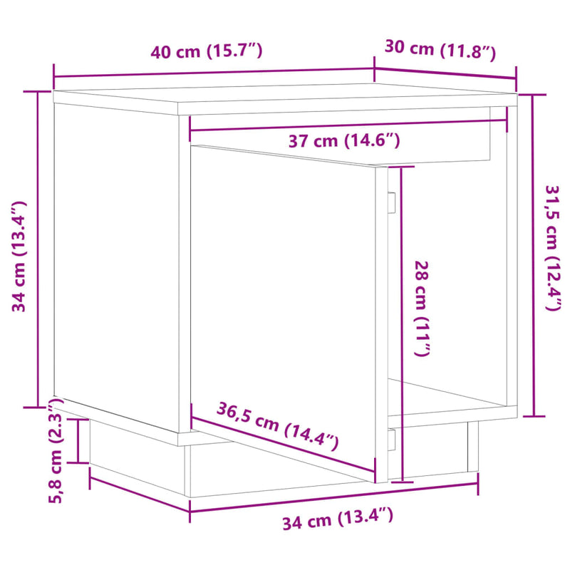 vidaXL Bedside Cabinet White 40x30x40 cm Solid Wood Pine