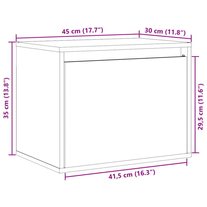 vidaXL Wall Cabinet 45x30x35 cm Solid Wood Pine