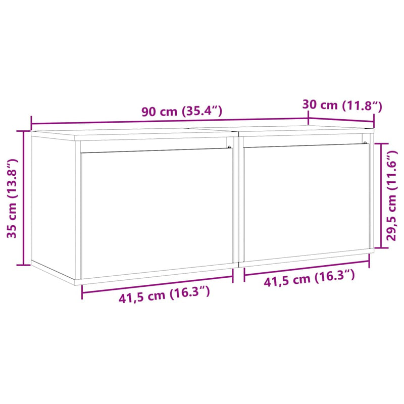 vidaXL Wall Cabinets 2 pcs 45x30x35 cm Solid Wood Pine